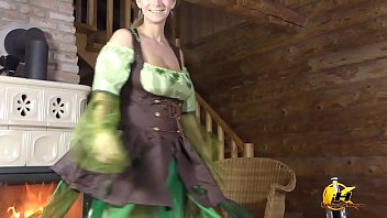 Big Boobs Milf In St Patrick S Day Ride On Green Bottle